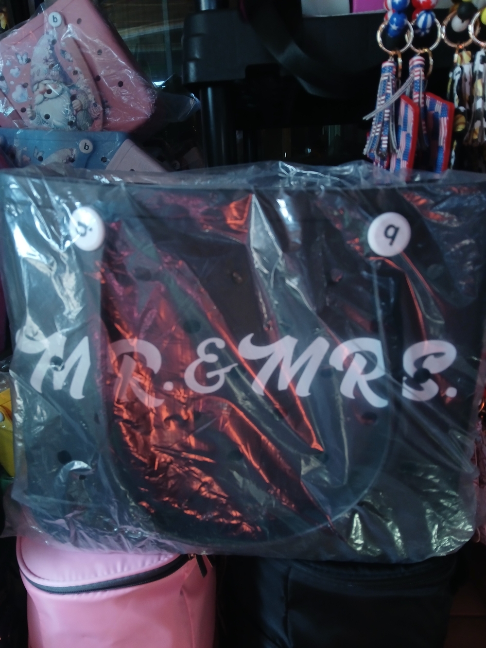 MR & MRS Black Tote Bag - Medium Bogg like bag.